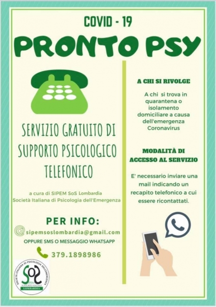 Servizio Gratuito di Supporto PsicologicoTelefonico - A. N. M. I. C.