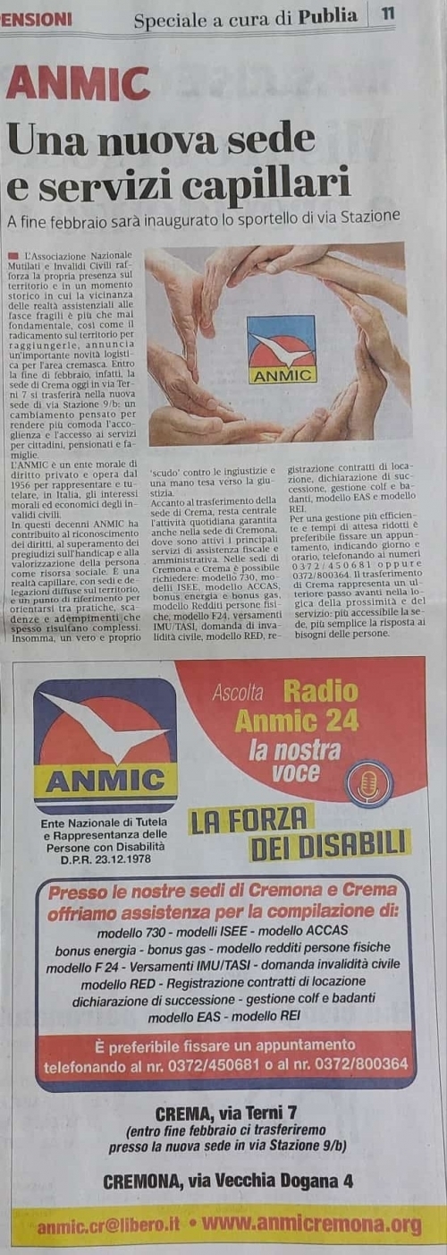 ANMIC su "La Provincia" e grandi novità: nuova sede e servizi fiscali - A. N. M. I. C.